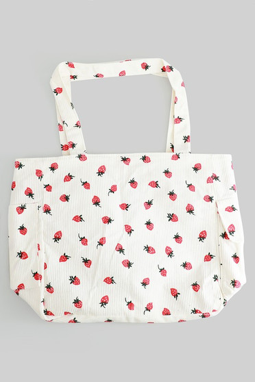 Strawberry Print Corduroy Canvas Bag