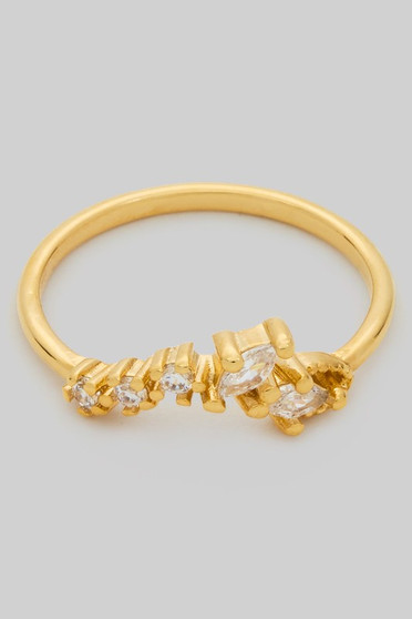Wavy Cz Sliver Brass Ring