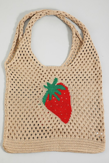 Strawberry Woven Perforated Tote Bag