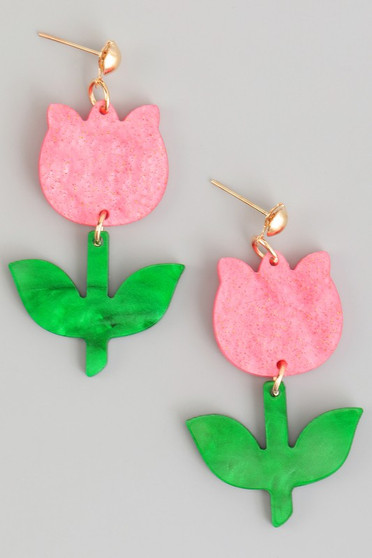 Marbled Acrylic Tulip Drop Earrings