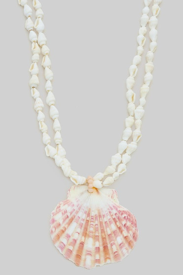 Layered Shell Necklace With Shell Pendant