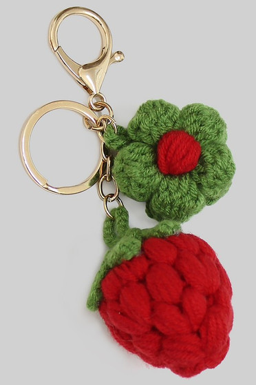 Crochet Raspberry Keychain Bag Charm
