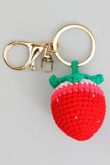 Cute Crochet Strawberry Bag Charm Keychain