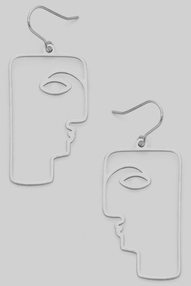 Abstract Face Portrait Drop Earrings