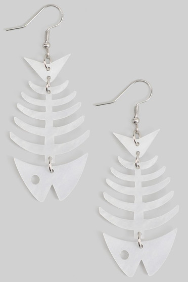 Glittery Acrylic Fish Bone Drop Earrings