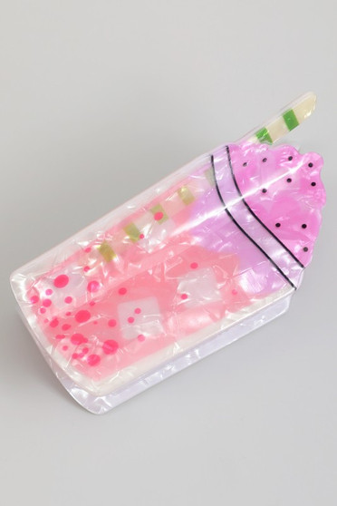 Marbled Acrylic Pink Drink Hair Clip