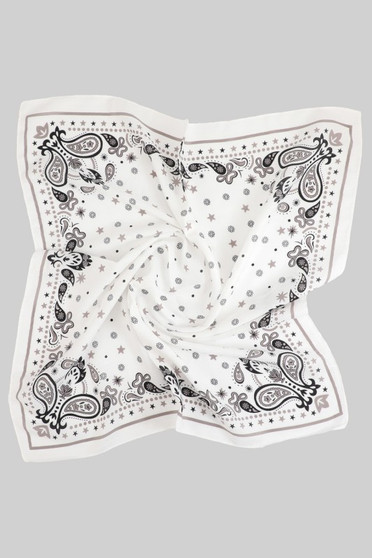 Silky Star And Paisley Print Square Scarf