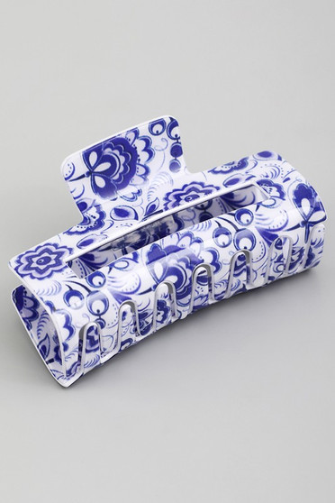Porcelain Print Rectangle Hair Clip