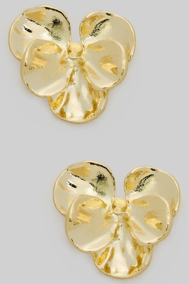 Textured Floral Brass Earrings