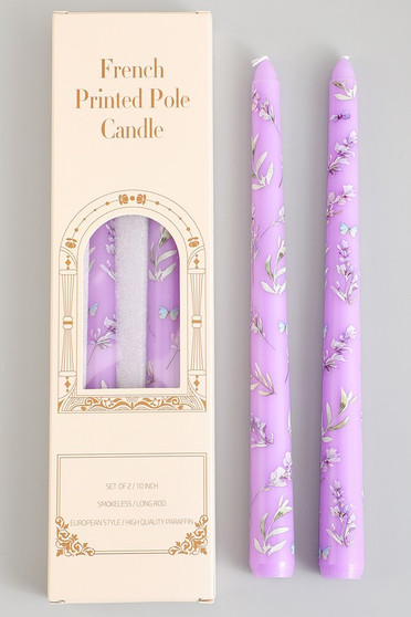 French Floral Printed Pole Candle