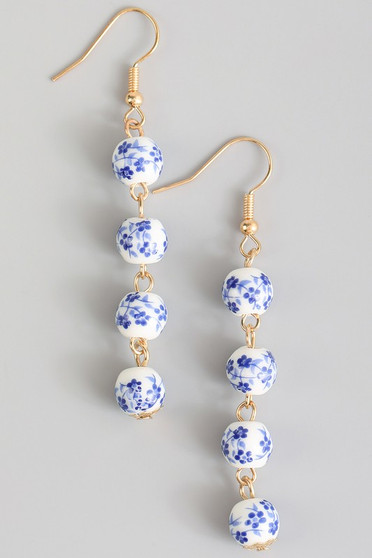 Tiered Porcelain Ball Drop Earrings - #KE24509