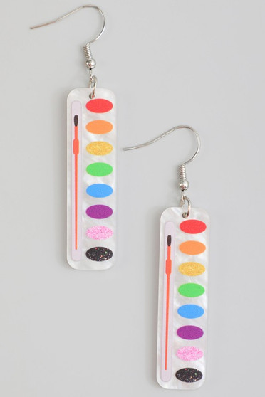 Marbled Acrylic Paint And Brush Earrings