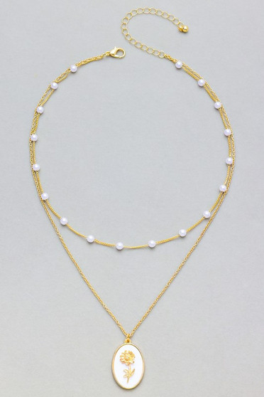 Daisy Portrait Pendant Layered Necklace