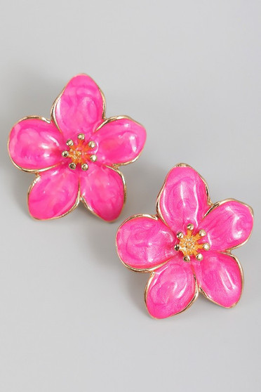 Lacquered Flower Blossom Studs