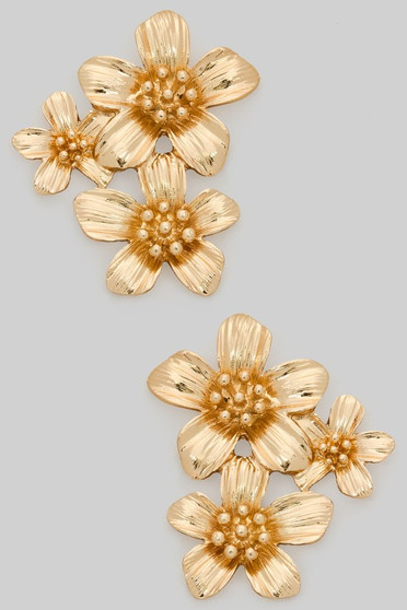 Textured Daisy Stack Earrings