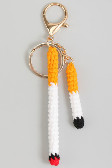Crochet Cigarette Bag Charm Keychain