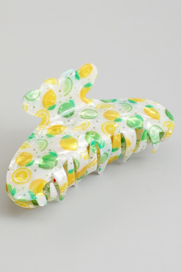 Marbled Acrylic Lemon Lime Hair Clip