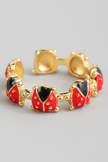 Brass Lady Bug Link Ring
