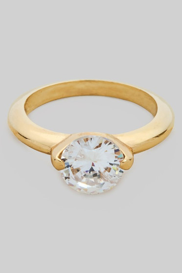Two Prong Round Stone Ring