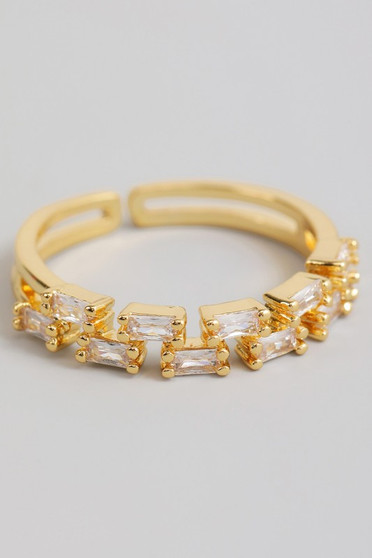 Brass Cz Brick Layer Ring