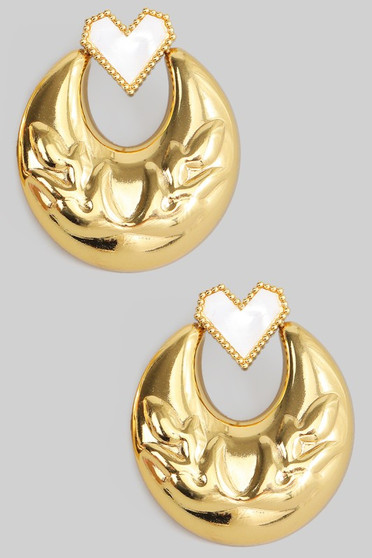 Ornate Pressed Hoops With Heart
