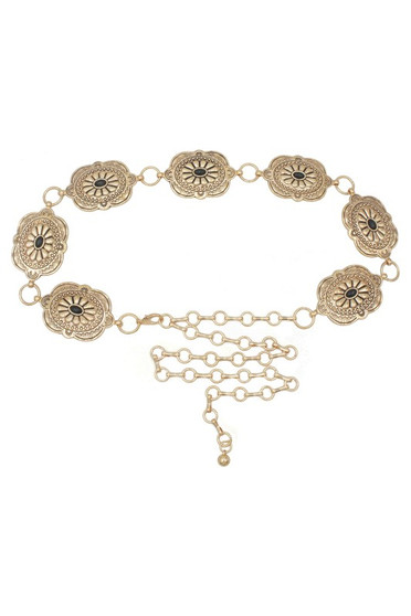 Stone Accent Flora Concho Chain Belt