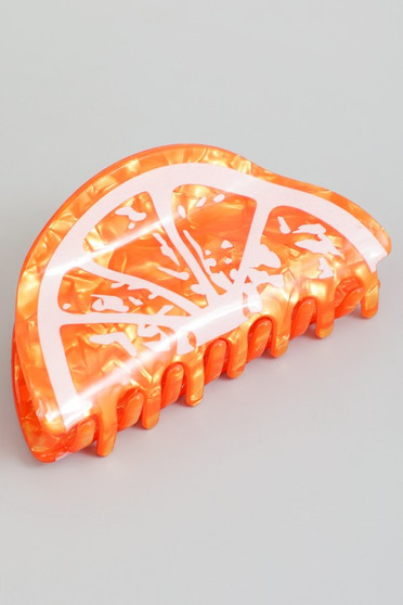 Marbled Acrylic Orange Wedge Hair Clip