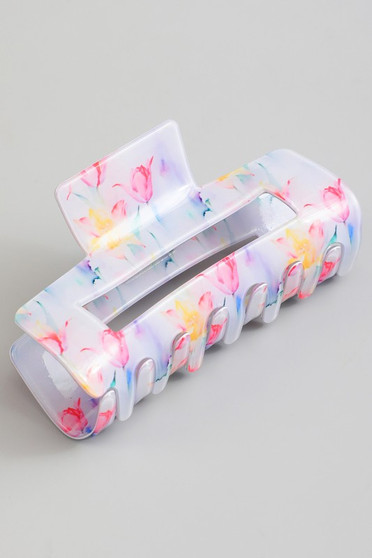 Floral Watercolor Rectangle Hair Clip