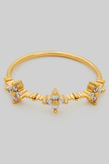 Delicate Cz Cross Brass Ring
