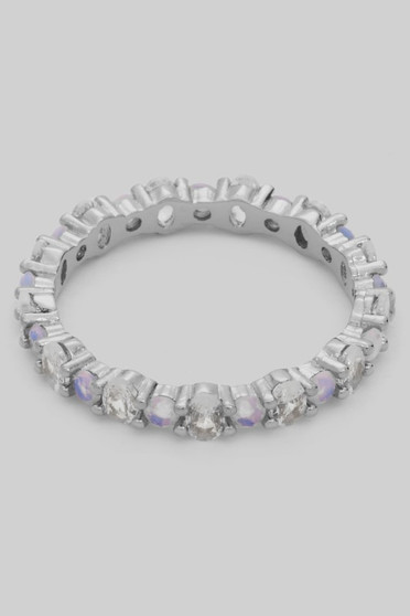 Alternating Cz And Ab Stone Brass Ring