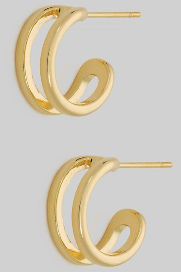 Split Brass Huggie Hoops