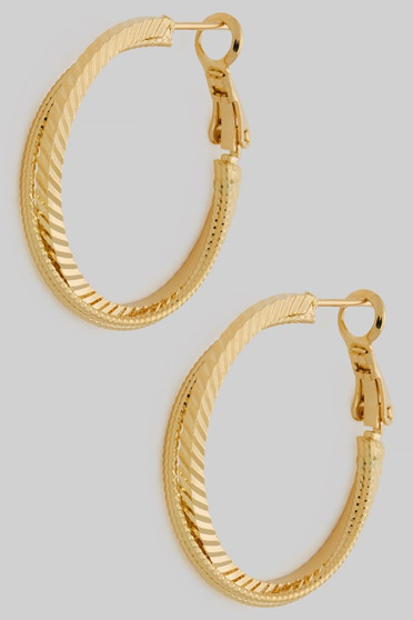 Diamond Cut Stacked Brass Hoops