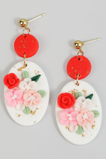 Tiered Acrylic Rose Portrait Drop Earrings
