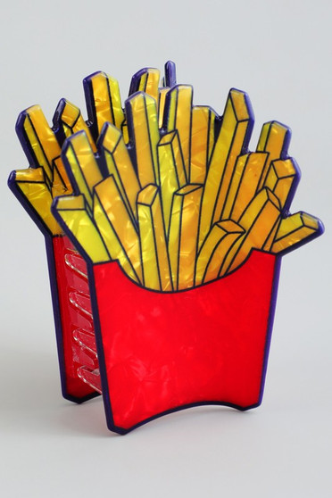 Marbled Acrylic French Fries Hair Clip