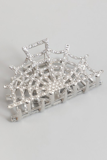 Spider Web Cz Pave Hair Clip