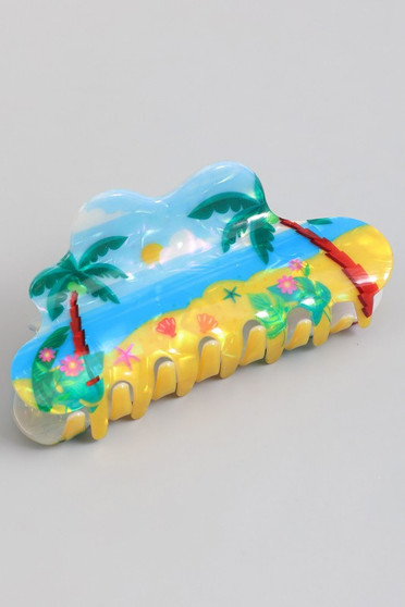 Marbled Acrylic Beach Scape Hair Clip