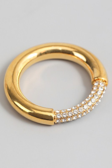 Solid Tube Ring With Cz Pave Section