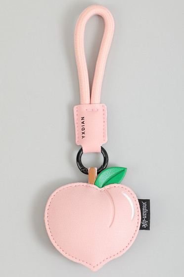 Puffy Pu Leather Peach Bag Charm Keychain