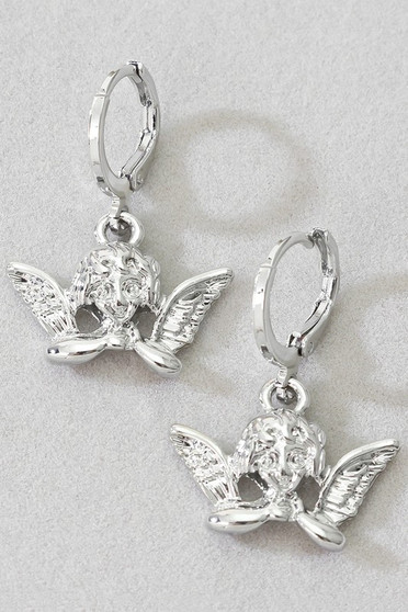 Cherub Angel Charm Huggie Earrings
