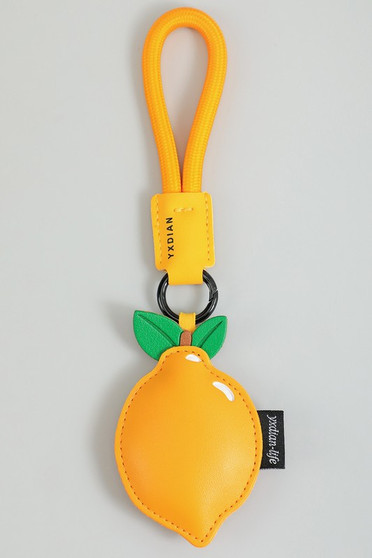 Puffy Pu Leather Lemon Bag Charm Keychain