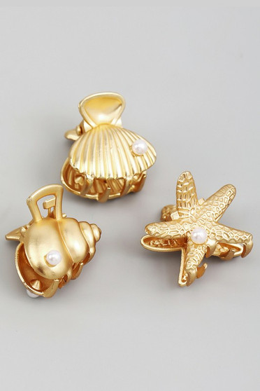 Three Piece Small Shell Hair Clip Set