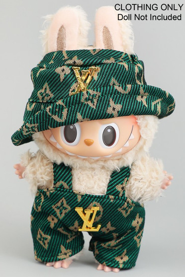 Designer Bucket And Overalls Labubu Outfit Only