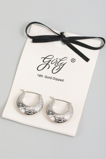 Ornate Star 18K Gold Dipped Hinge Hoops