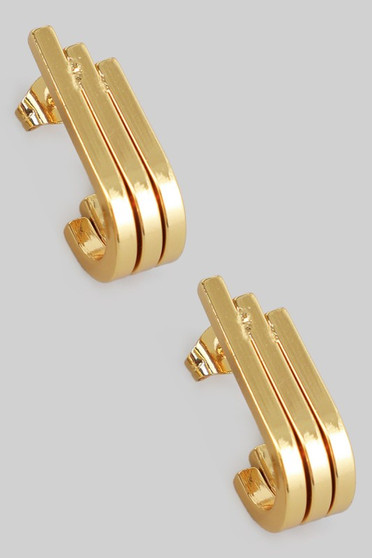 Stainless Steel Curved Bar Earrings