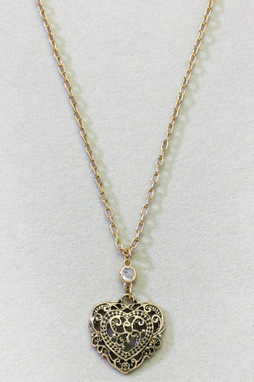 Filigree Heart Pendant Necklace