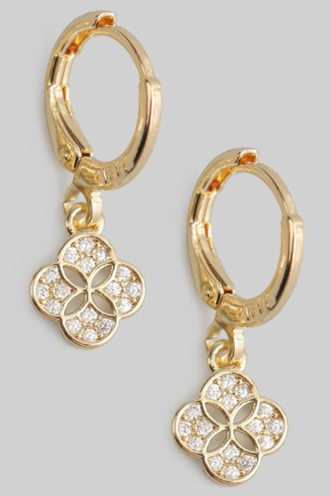 Dainty Cz Pave Clover Huggies