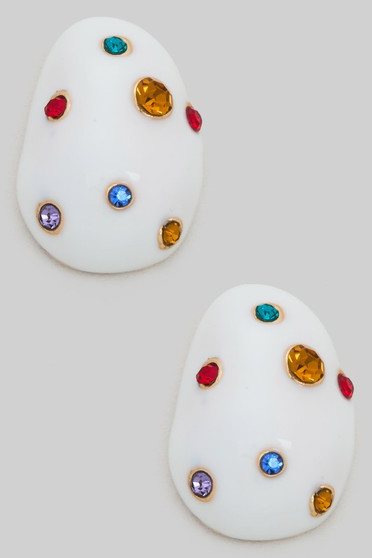 Lacquered Multi Color Stone Drop Earrings