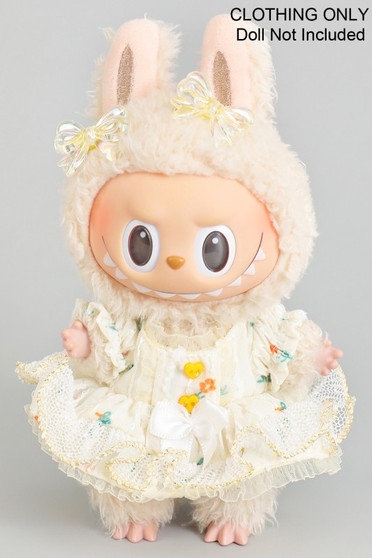 Lacy Floral Labubu Dress Only With Two Bows 