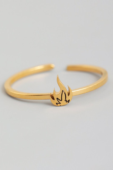 Mini Fire Emoji Delicate Brass Ring