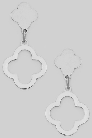 Stainless Steel Clover Dangle Earrings 